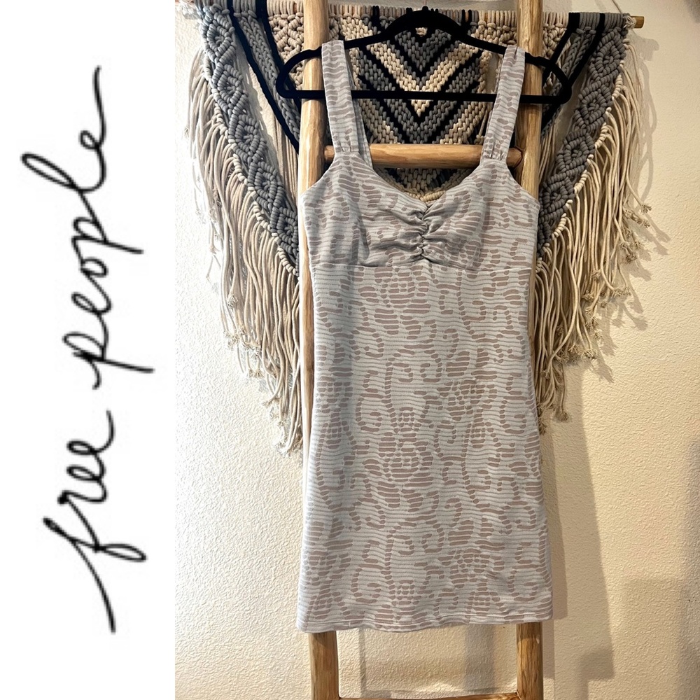 FREE PEOPLE shadow rose print bodycon retro mini dress